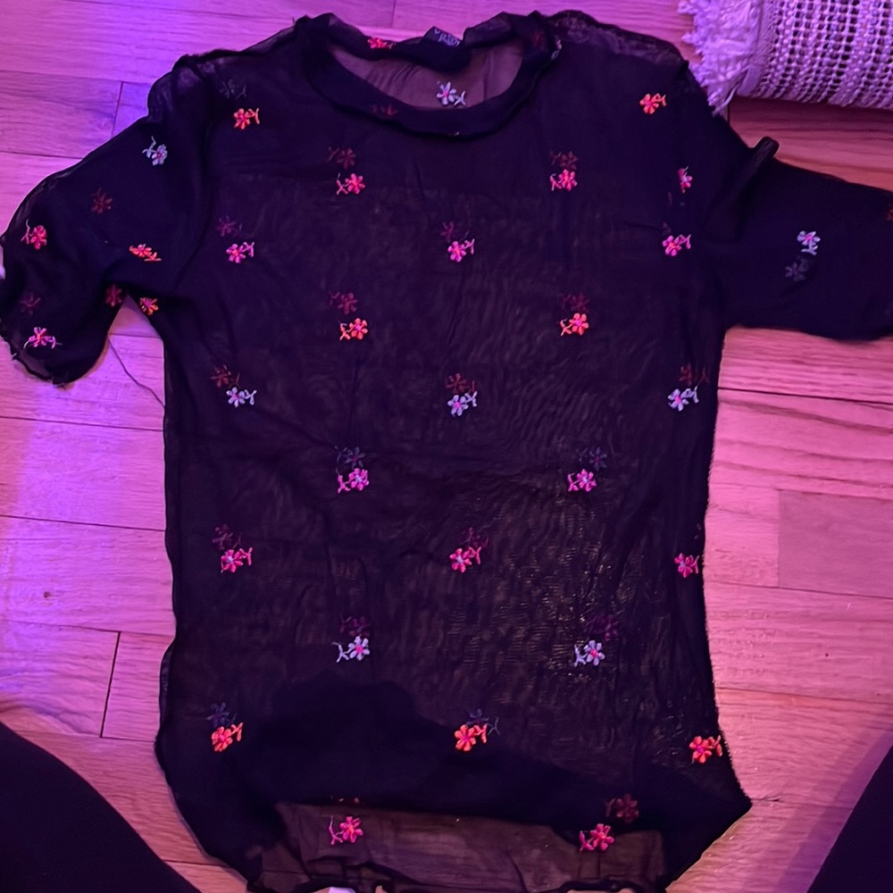 black flower see through over shirt